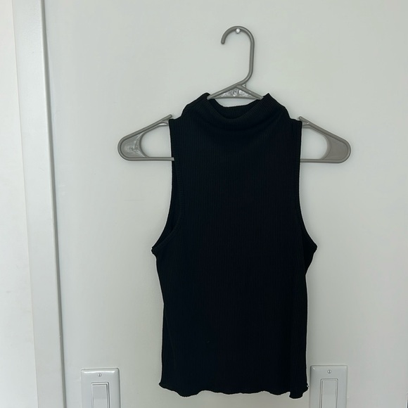 Top Shop US 6 Black High Neck Ribbed Tank Top - Picture 1 of 1
